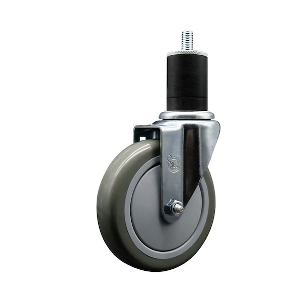 5'' SS Gray Poly Wheel Swivel 1-3/4'' Expanding Stem Caster